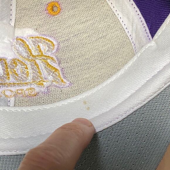 Vtg DeLONG Houston Sports Astros Baseball purple yellow SnapBack Hat Med/Lrg - Picture 8 of 8